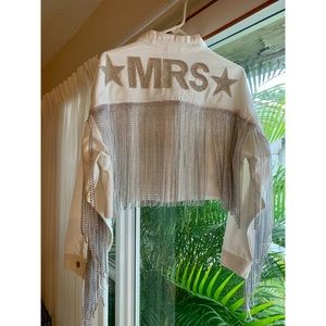 Bridal Western Fringe Cropped Denim Jacket